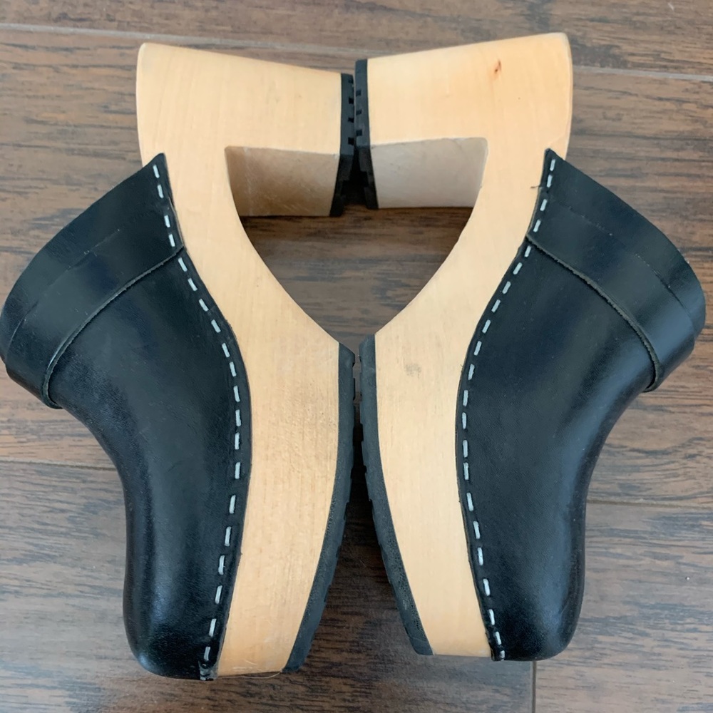 Swedish Hasbeens Louise Platform Clogs 37 Black